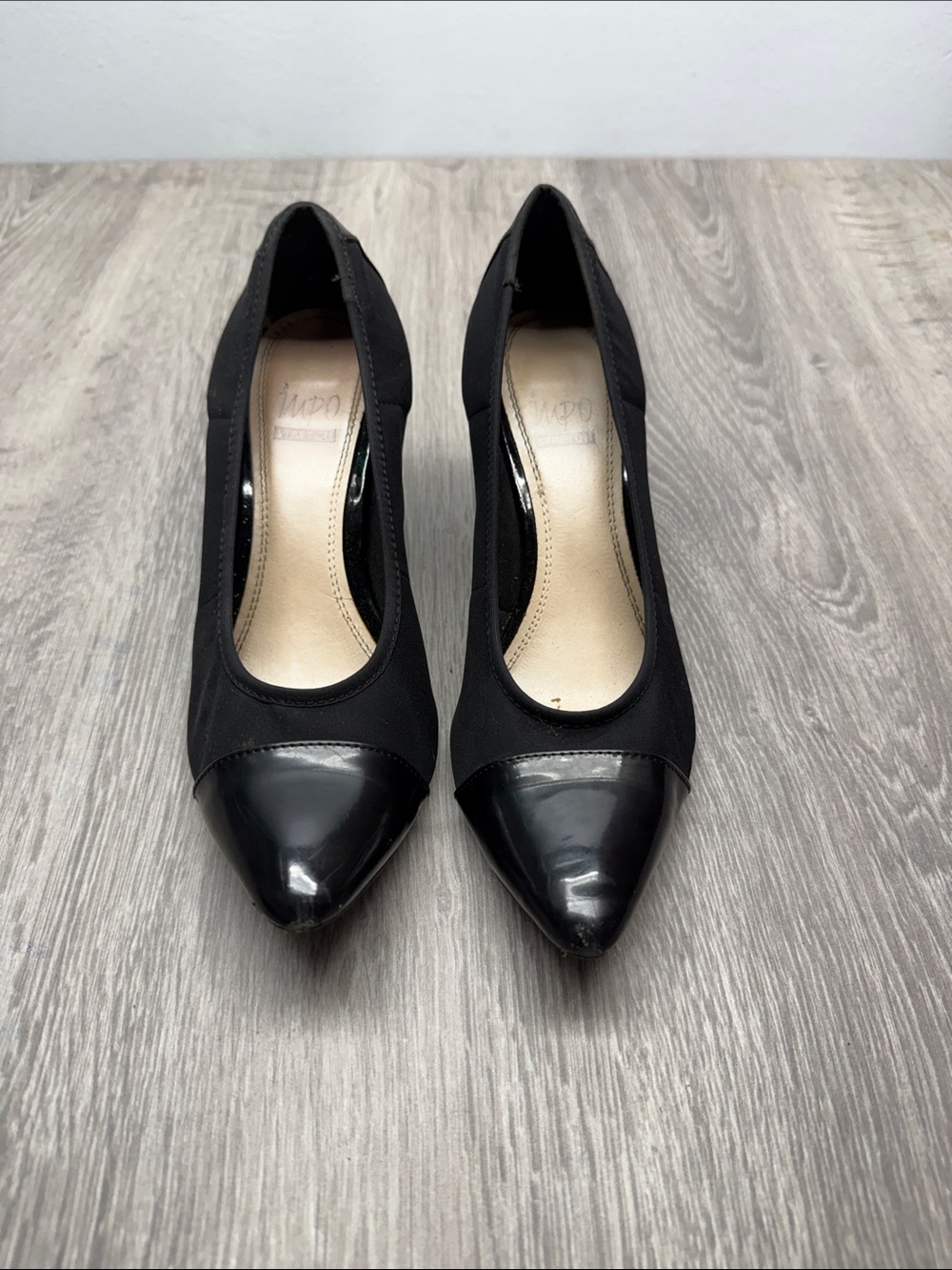 Impo Black Pointed Toe Cap-Toe Pumps